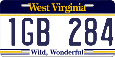 WV license plate 1GB284