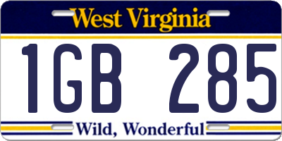 WV license plate 1GB285