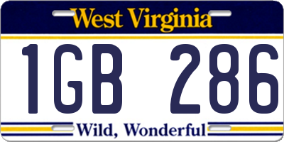 WV license plate 1GB286