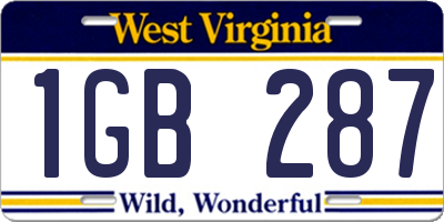 WV license plate 1GB287