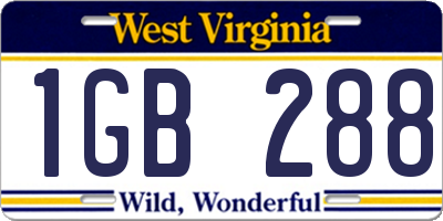 WV license plate 1GB288