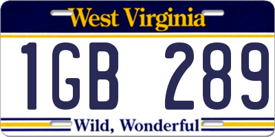 WV license plate 1GB289