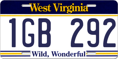 WV license plate 1GB292