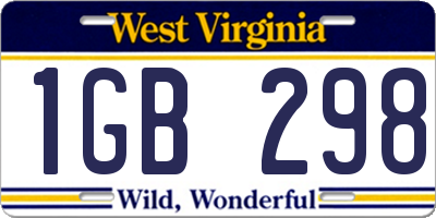 WV license plate 1GB298