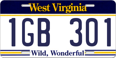 WV license plate 1GB301