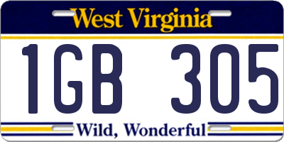WV license plate 1GB305