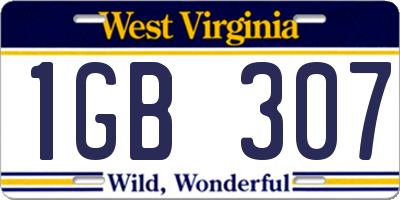 WV license plate 1GB307