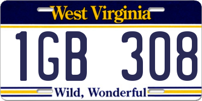WV license plate 1GB308