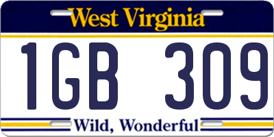 WV license plate 1GB309