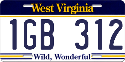 WV license plate 1GB312