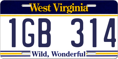 WV license plate 1GB314