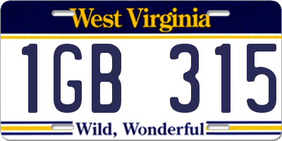 WV license plate 1GB315