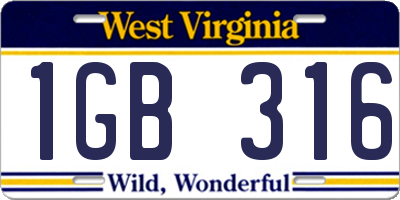 WV license plate 1GB316