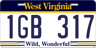 WV license plate 1GB317