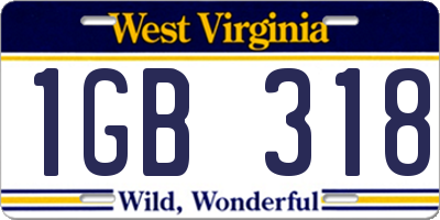 WV license plate 1GB318
