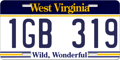 WV license plate 1GB319