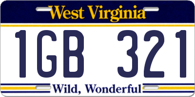 WV license plate 1GB321