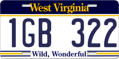WV license plate 1GB322