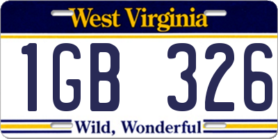 WV license plate 1GB326
