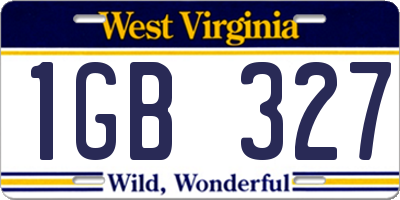 WV license plate 1GB327