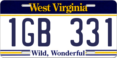WV license plate 1GB331