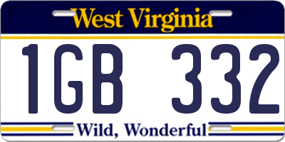 WV license plate 1GB332