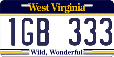 WV license plate 1GB333