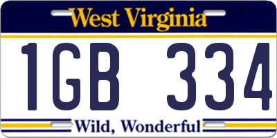 WV license plate 1GB334