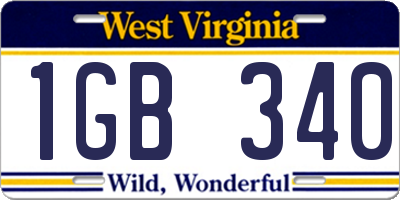 WV license plate 1GB340