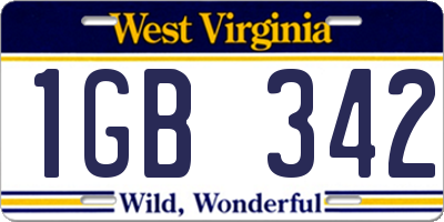 WV license plate 1GB342