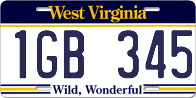 WV license plate 1GB345