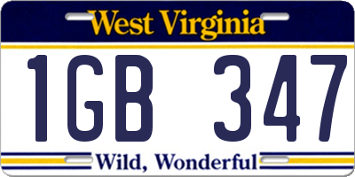 WV license plate 1GB347