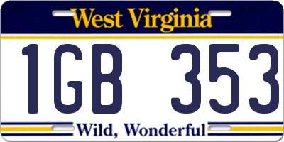 WV license plate 1GB353