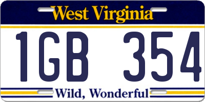 WV license plate 1GB354