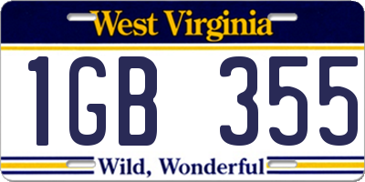WV license plate 1GB355
