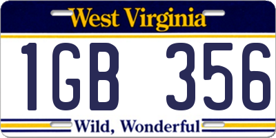 WV license plate 1GB356
