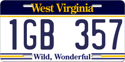 WV license plate 1GB357