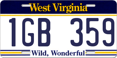 WV license plate 1GB359
