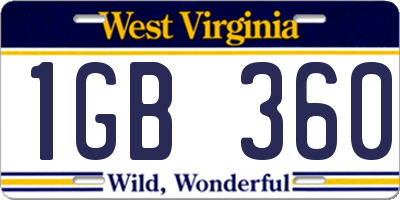 WV license plate 1GB360