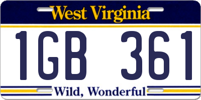 WV license plate 1GB361