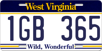 WV license plate 1GB365