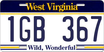WV license plate 1GB367