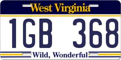 WV license plate 1GB368