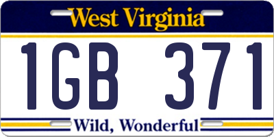 WV license plate 1GB371