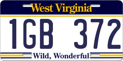 WV license plate 1GB372