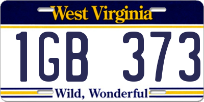 WV license plate 1GB373