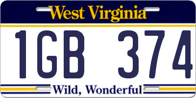 WV license plate 1GB374