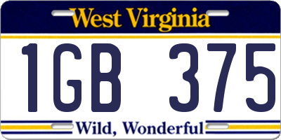 WV license plate 1GB375