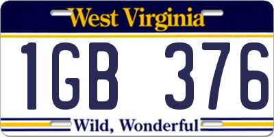 WV license plate 1GB376