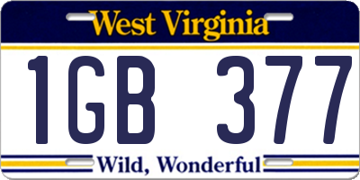 WV license plate 1GB377
